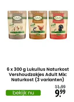 Zooplus Lukullus Naturkost Vershoudzakjes Adult Mix: Naturkost 3 varianten aanbieding