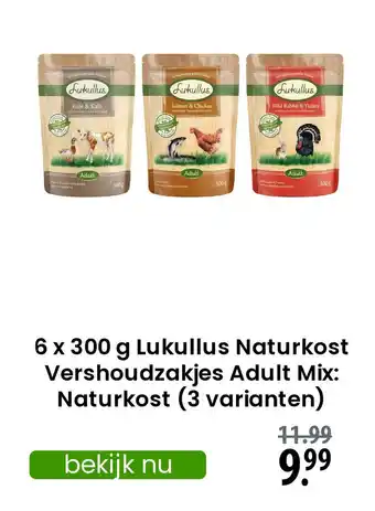 Zooplus Lukullus Naturkost Vershoudzakjes Adult Mix: Naturkost 3 varianten aanbieding