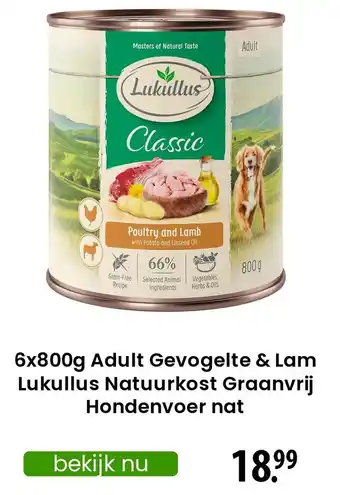 Zooplus Adult Gevogelte & Lam Lukullus Natuurkost Graanvrij Hondenvoer nat aanbieding