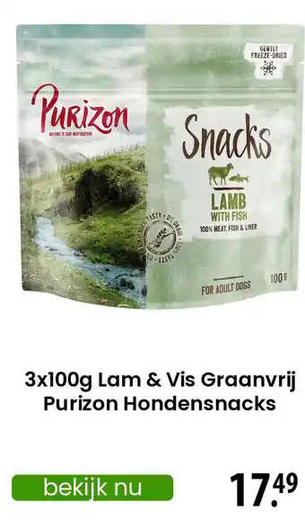 Zooplus Lam & Vis Graanvrij Purizon Hondensnacks aanbieding