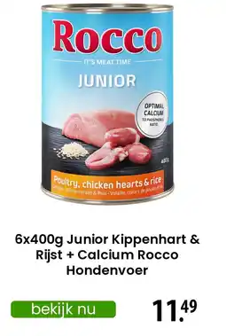 Zooplus Junior Kippenhart & Rijst + Calcium Rocco aanbieding