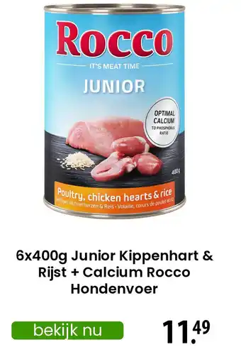 Zooplus Junior Kippenhart & Rijst + Calcium Rocco aanbieding