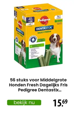 Zooplus Middelgrote Honden Fresh Dagelijks Fris Pedigree Dentastix. aanbieding