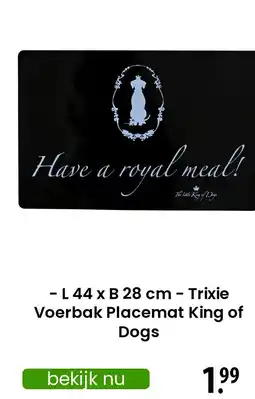 Zooplus Trixie Voerbak Placemat King of Dogs aanbieding
