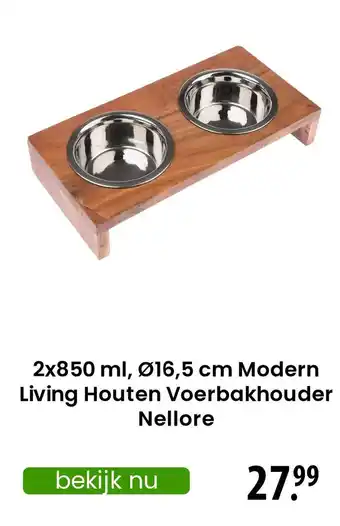 Zooplus Modern Living Houten Voerbakhouder Nellore aanbieding