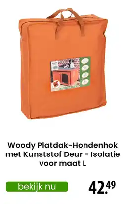 Zooplus Woody Platdak Hondenhok met Kunststof Deur Isolatie aanbieding