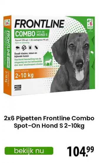 Zooplus 2x6 Pipetten Frontline Combo Spot On Hond S aanbieding