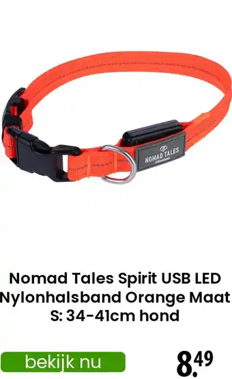 Zooplus Nomad Tales Spirit USB LED Nylonhalsband Orange aanbieding