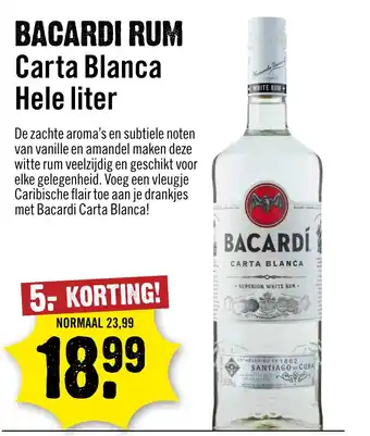 Dirck 3 BACARDI RUM Carta Blanca aanbieding