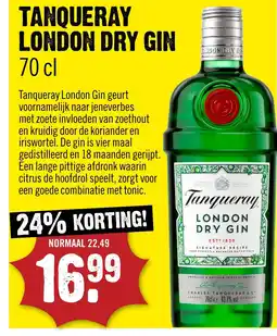 Dirck 3 TANQUERAY LONDON DRY GIN aanbieding
