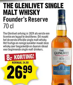 Dirck 3 THE GLENLIVET SINGLE MALT WHISKY Founder's Reserve aanbieding