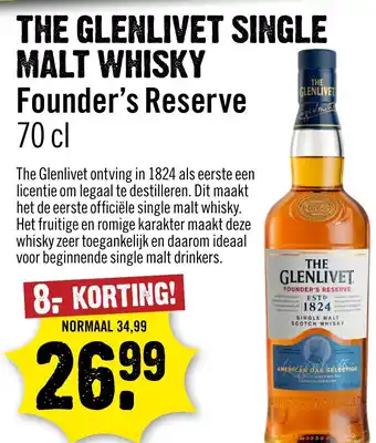 Dirck 3 THE GLENLIVET SINGLE MALT WHISKY Founder's Reserve aanbieding