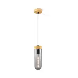 Praxis Home Sweet Home hanglamp Capri hout gerookt glas ⌀10cm H22cm E27 aanbieding