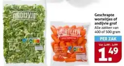 Hoogvliet Geschrapte worteltjes of andijvie grof aanbieding