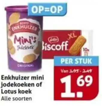 Hoogvliet Enkhuizer mini jodekoeken of Lotus koek aanbieding