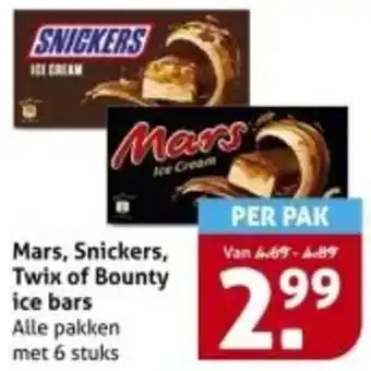 Hoogvliet Mars, Snickers, Twix of Bounty ice bars aanbieding