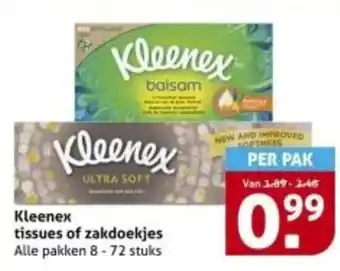 Hoogvliet Kleenex tissues of zakdoekjes aanbieding