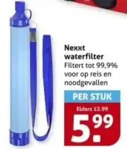 Hoogvliet Nexxt waterfilter Filtert tot 99,9% voor op reis en noodgevallen aanbieding