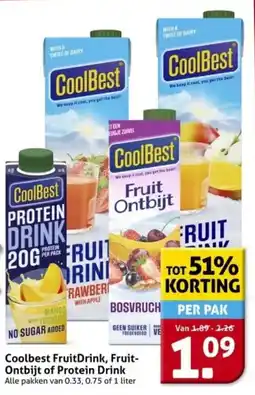 Hoogvliet Coolbest FruitDrink, Fruit Ontbijt of Protein Drink aanbieding
