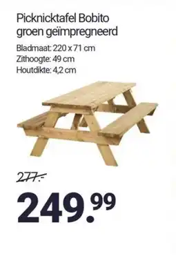 Inter Chalet Picknicktafel Bobito groen geïmpregneerd aanbieding