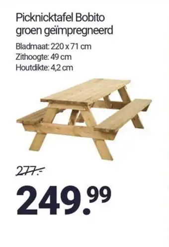 Inter Chalet Picknicktafel Bobito groen geïmpregneerd aanbieding