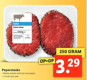 Lidl Pepersteaks 250gram aanbieding