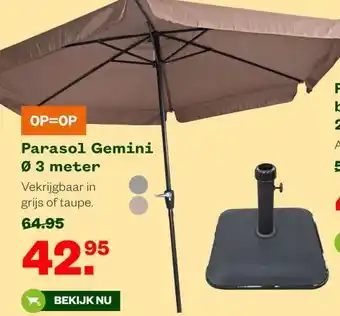 Welkoop Parasol Gemini Ø 3 meter aanbieding