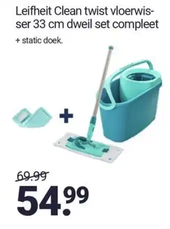 Inter Chalet Leifheit Clean twist vloerwis ser 33 cmdweil set compleet aanbieding