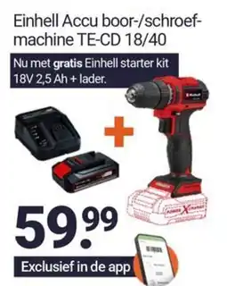 Inter Chalet Einhell Accu boor schroef machine TE CD 18/40 aanbieding