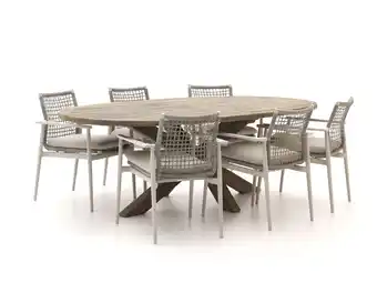 Kees Smit Bellagio Pizzoli/ROUGH-Y Ellips 240cm dining tuinset 7-delig stapelbaar aanbieding