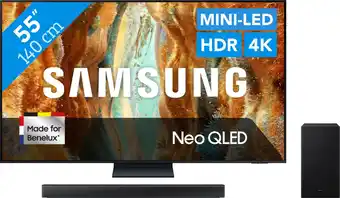 Coolblue SSamsung 55 Neo QLED QN73F 4K (2025) + Samsung HW-B750F (2025) aanbieding