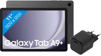 Coolblue Samsung Galaxy Tab A9 Plus 11 inch 64GB Wifi Grijs + BlueBuilt Oplader aanbieding