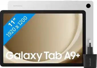 Coolblue Samsung Galaxy Tab A9 Plus 11 inch 64GB Wifi Zilver + BlueBuilt Oplader aanbieding