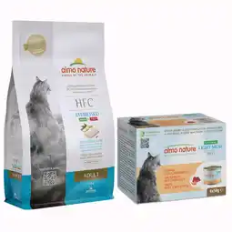 Zooplus 1,2 Kg Almo Nature HFC droogvoer + 4 x 50 g Almo Nature HFC Natural Light natvoer gratis! aanbieding