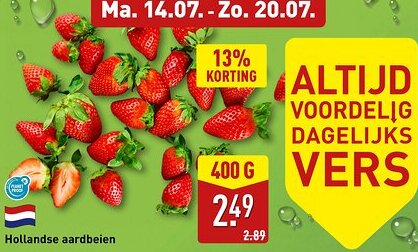 ALDI Hollandse aardbeien aanbieding