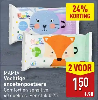 ALDI Mamia vochtige snoetenpoetsers aanbieding