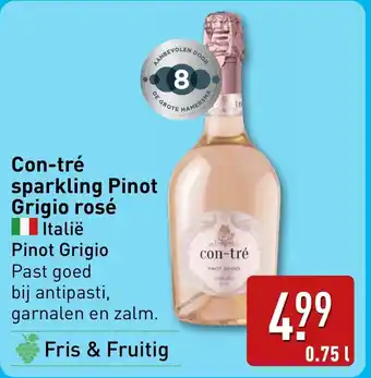 ALDI Con tré sparkling Pinot Grigio rosé aanbieding