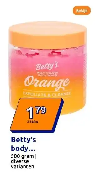 Action Betty's body scrub Exfoliate & Cleanse aanbieding