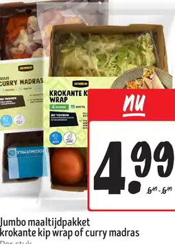 Jumbo Jumbo maaltijdpakket krokante kip wrap of curry madras aanbieding