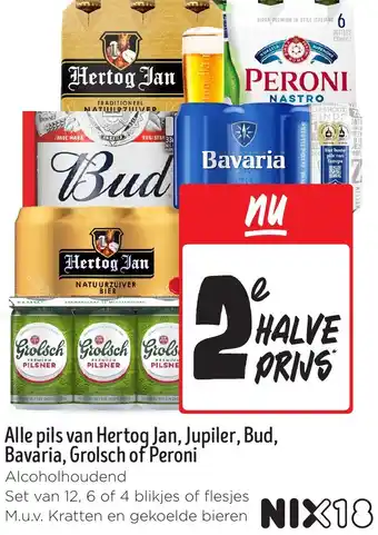 Jumbo Alle pils van Hertog Jan, Jupiler, Bud, Bavaria, Grolsch of Peroni aanbieding