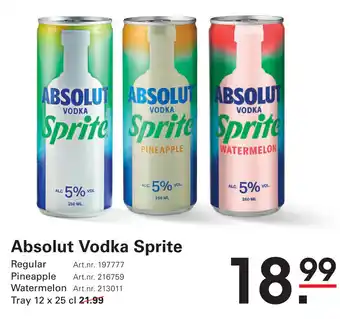 Sligro Absolut Vodka Sprite aanbieding