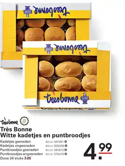 Sligro Très Bonne Witte kadetjes en puntbroodjes aanbieding