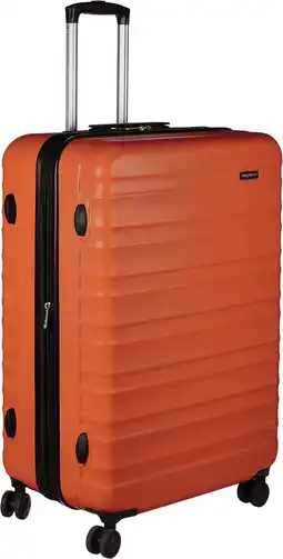 Amazon Amazon Basics Handbagage, hard shell, ABS, met 4 wieltjes, koffer, 78 cm, roodoranje aanbieding