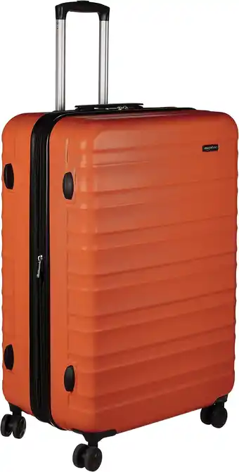 Amazon Amazon Basics Handbagage, hard shell, ABS, met 4 wieltjes, koffer, 78 cm, roodoranje aanbieding