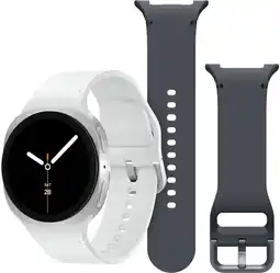 Coolblue Samsung Galaxy Watch 8 Zilver 40mm + Samsung Siliconen Sport Bandje Donkergrijs S/M aanbieding