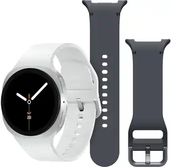 Coolblue Samsung Galaxy Watch 8 Zilver 40mm + Samsung Siliconen Sport Bandje Donkergrijs S/M aanbieding