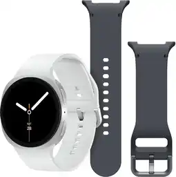 Coolblue Samsung Galaxy Watch 8 Zilver 44mm + Samsung Siliconen Sport Bandje Donkergrijs S/M aanbieding