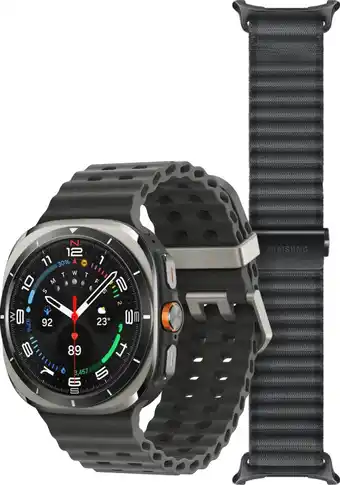 Coolblue Samsung Galaxy Watch Ultra (2025) 4G Titanium Zilver 47mm + Ultra Trail Horlogeband Grijs aanbieding