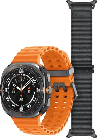 Coolblue Samsung Galaxy Watch Ultra (2025) 4G Titanium Grijs 47mm + Ultra Trail Horlogeband Grijs aanbieding
