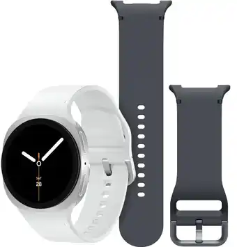 Coolblue Samsung Galaxy Watch 8 Zilver 40mm + Samsung Siliconen Sport Bandje Donkergrijs M/L aanbieding